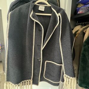 Embroidered Scarf Wool Coat NWOT 32/XS/0
